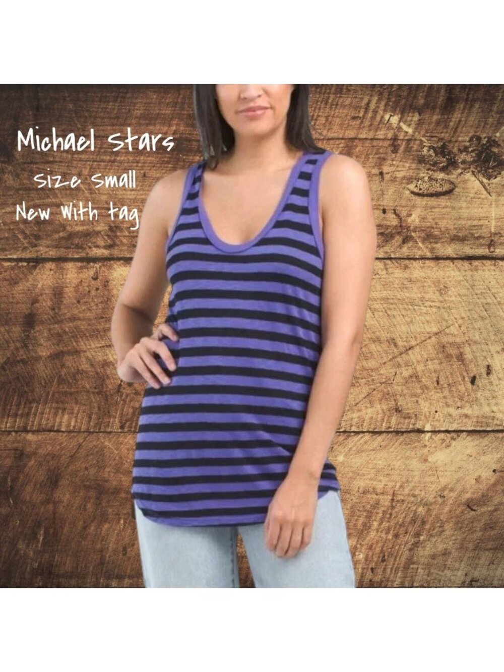Michael Stars Striped Tank Top, Size Small, Purple/Black - New with Tags